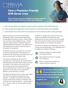 Case Study front page showing headline "How a Physician-Friendly EHR Saves Lives"