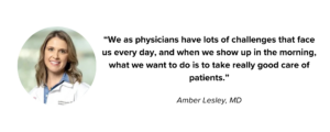 Graphic containing a quote from Amber Lesley, MD