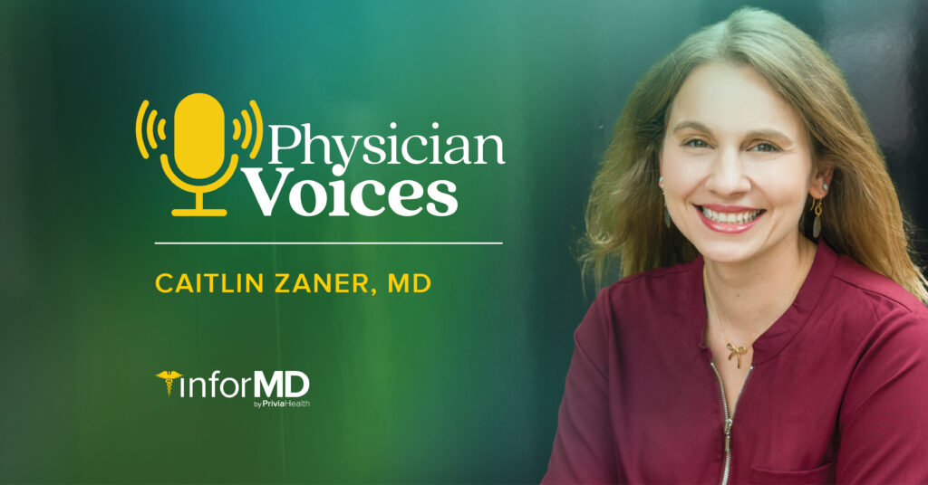 Picture of Dr. Zaner with podcast graphic to show episode on pediatric mental health, value-based care, and clinical leadership.